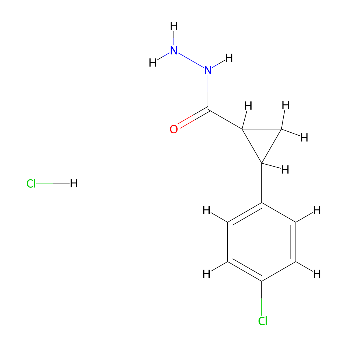 2-(4-Chlorophenyl)cyclopropane-1-carbohydrazide hydrochloride molecular structure, CAS 1584104-85-7