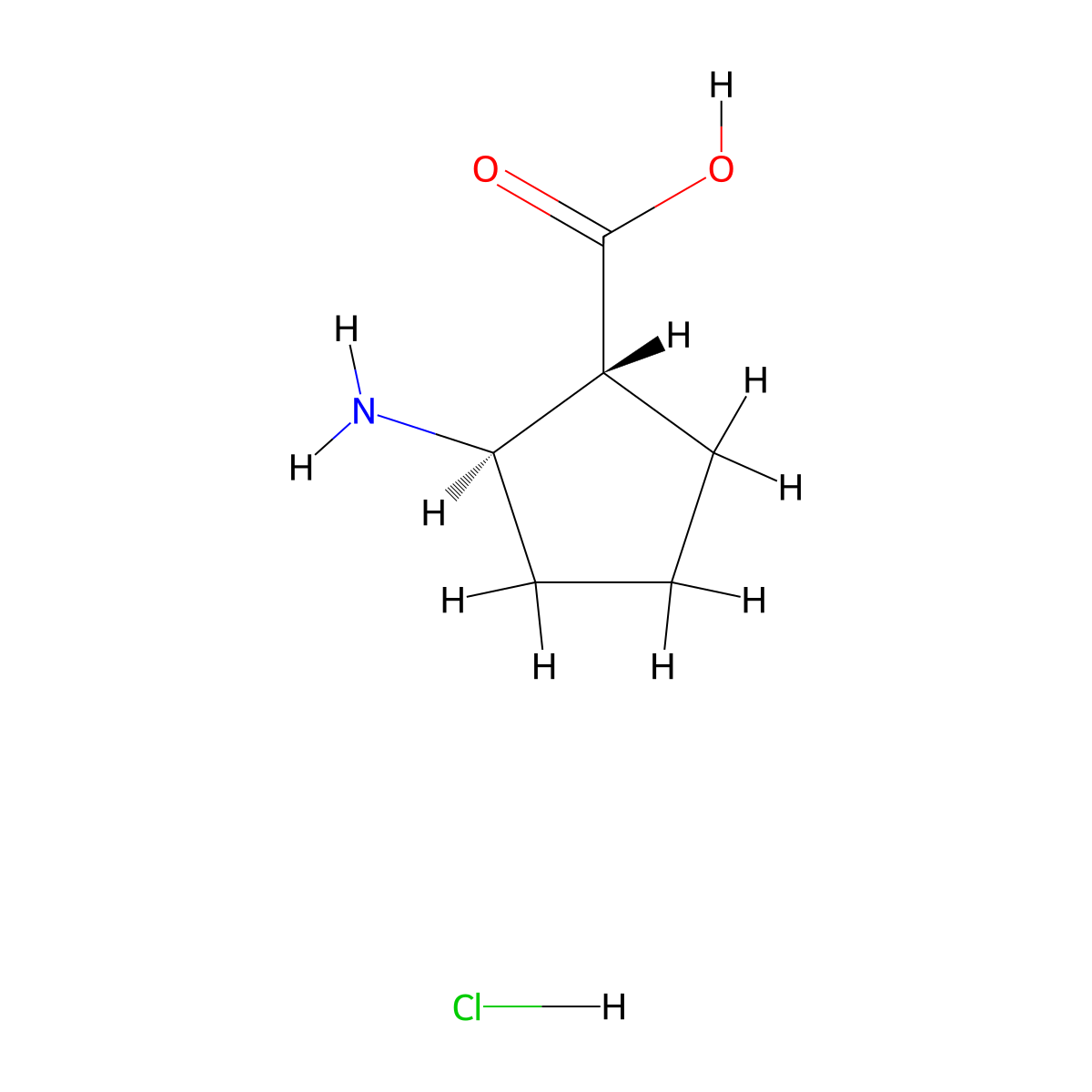 (1R,2R)-2-Aminocyclopentanecarboxylic Acid Hydrochloride molecular structure, CAS 158414-44-9