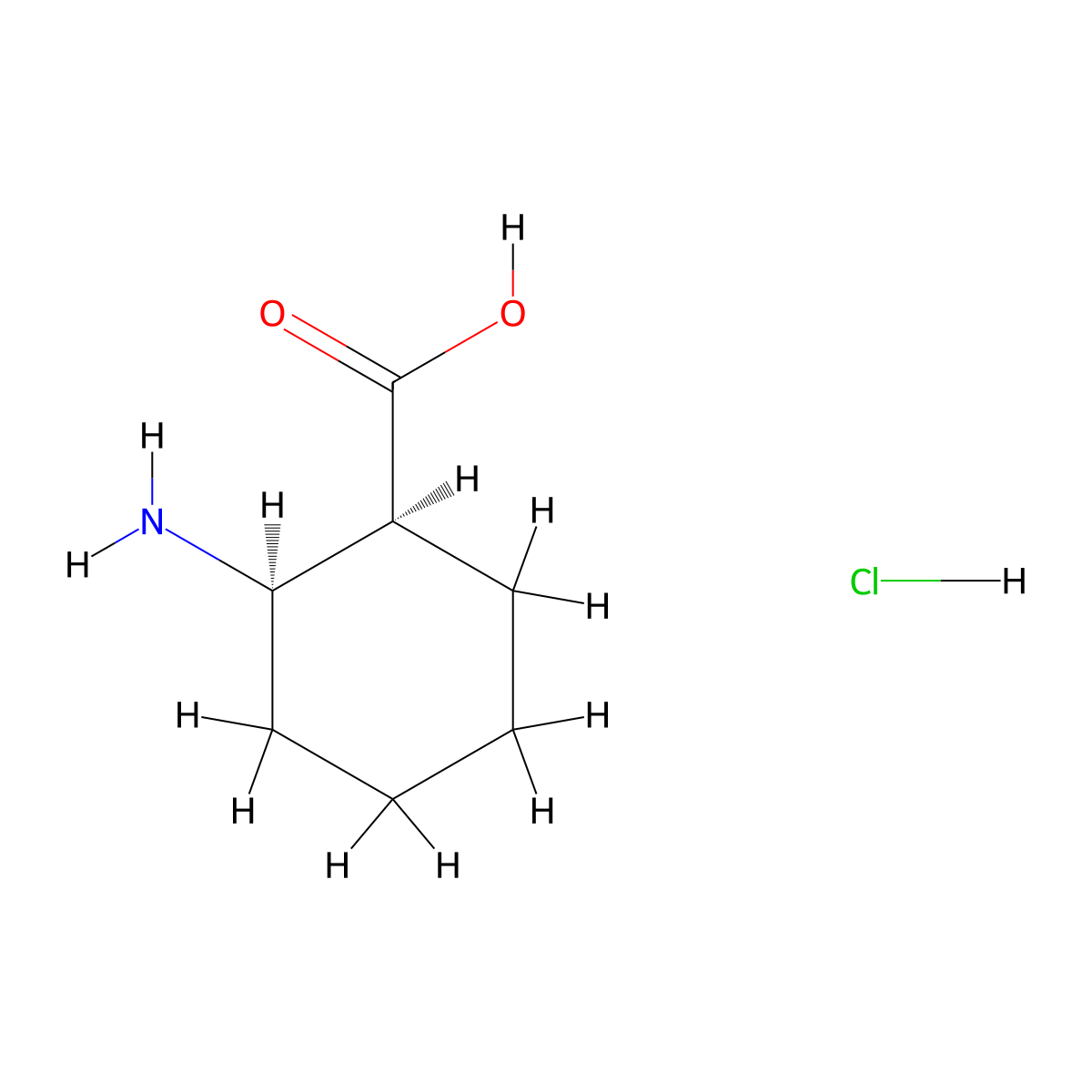 (1S,2R)-2-aminocyclohexane-1-carboxylic acid hydrochloride molecular structure, CAS 158414-45-0