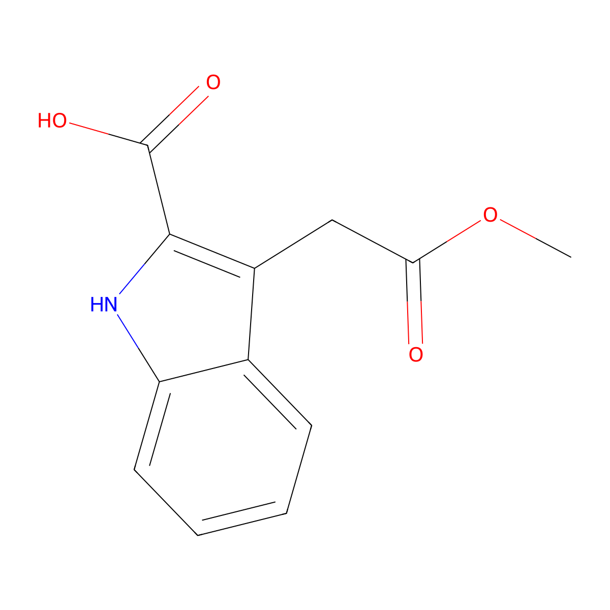 3-(2-methoxy-2-oxoethyl)-1H-indole-2-carboxylic acid molecular structure, CAS 1584160-66-6
