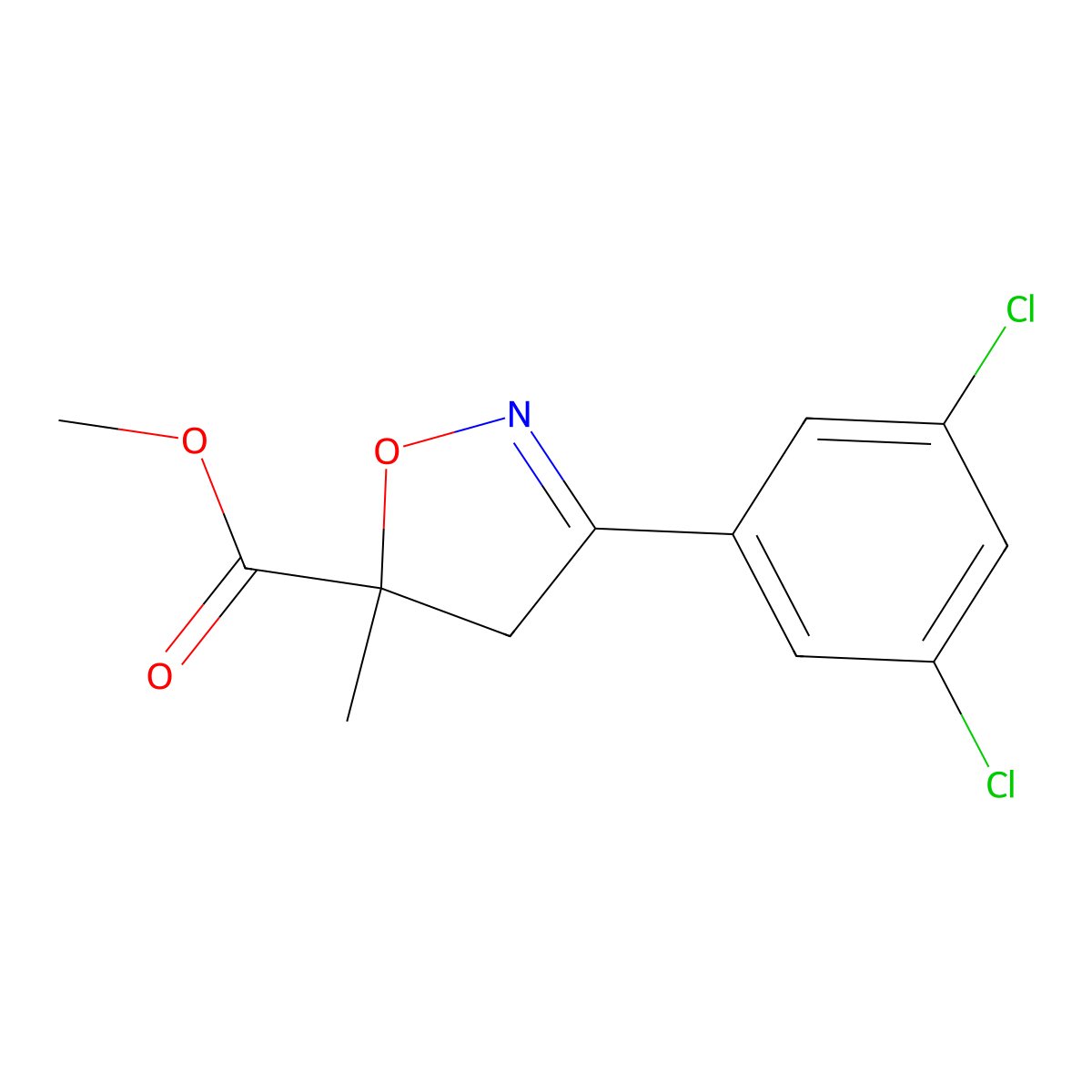 Methyl3-(3,5-dichlorophenyl)-5-methyl-4,5-dihydro-1,2-oxazole-5-carboxylate molecular structure, CAS 1584172-46-2
