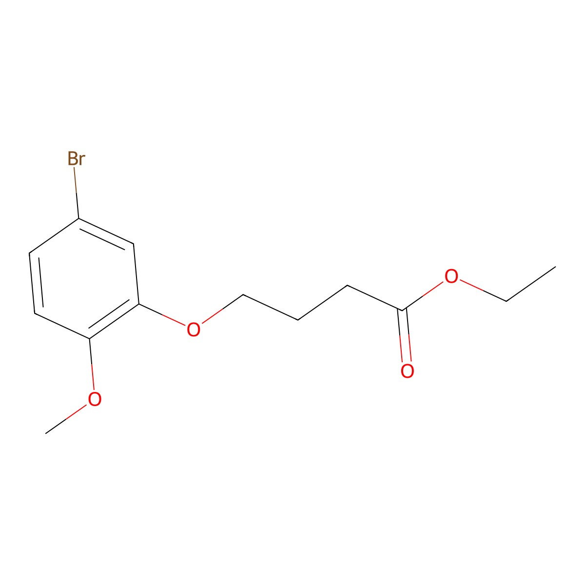Ethyl 4-(3-bromo-6-methoxy-phenoxy)butanoate molecular structure, CAS 158429-35-7