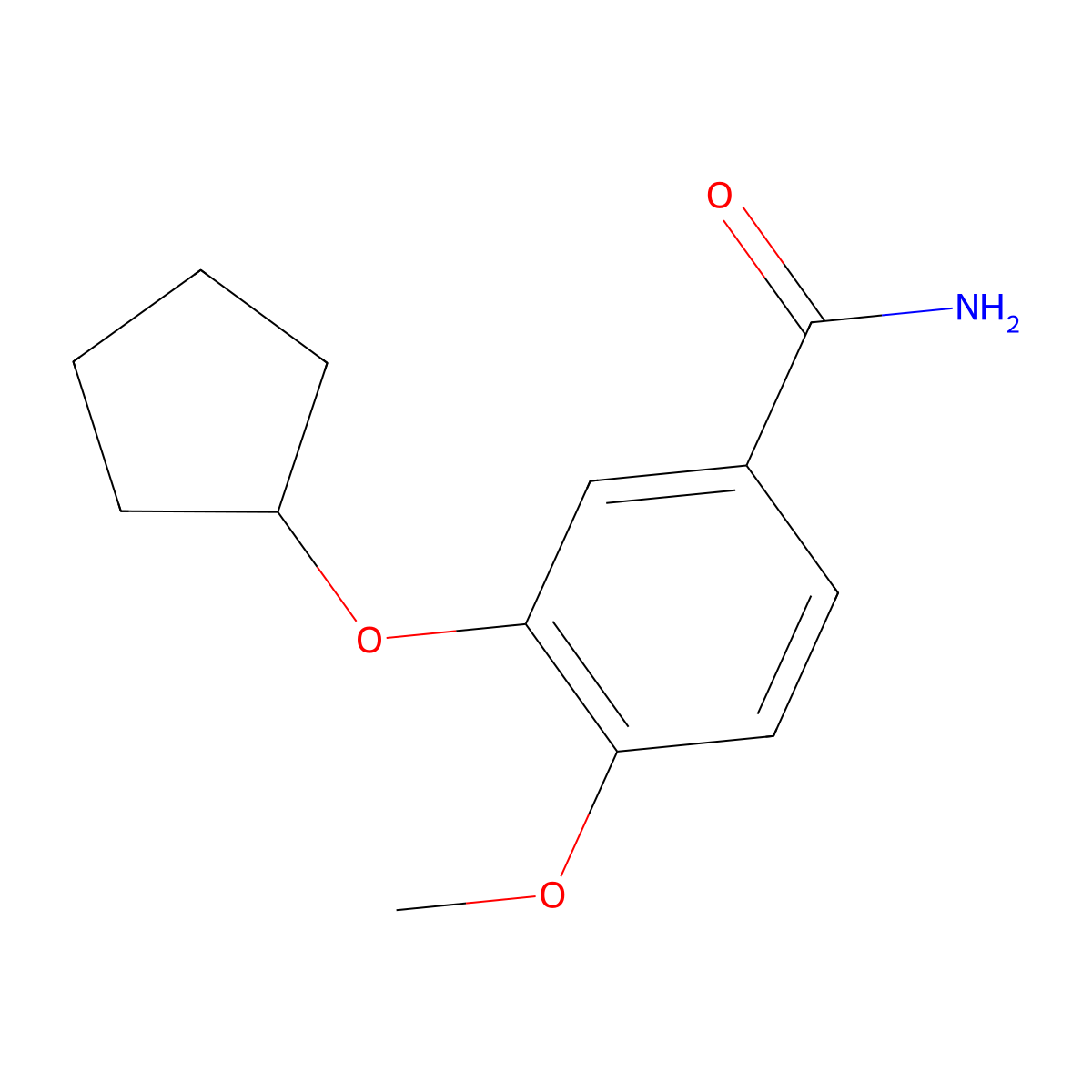 3-Cyclopentyloxy-4-methoxybenzamide molecular structure, CAS 158429-58-4