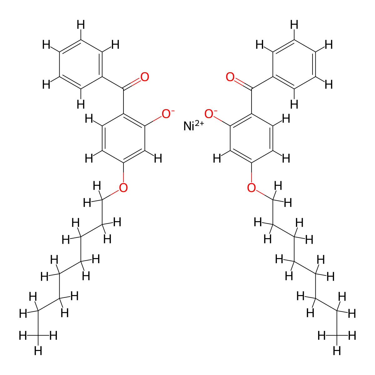 Bis[2-hydroxy-4-(octyloxy)benzophenonato]nickel molecular structure, CAS 15843-91-1