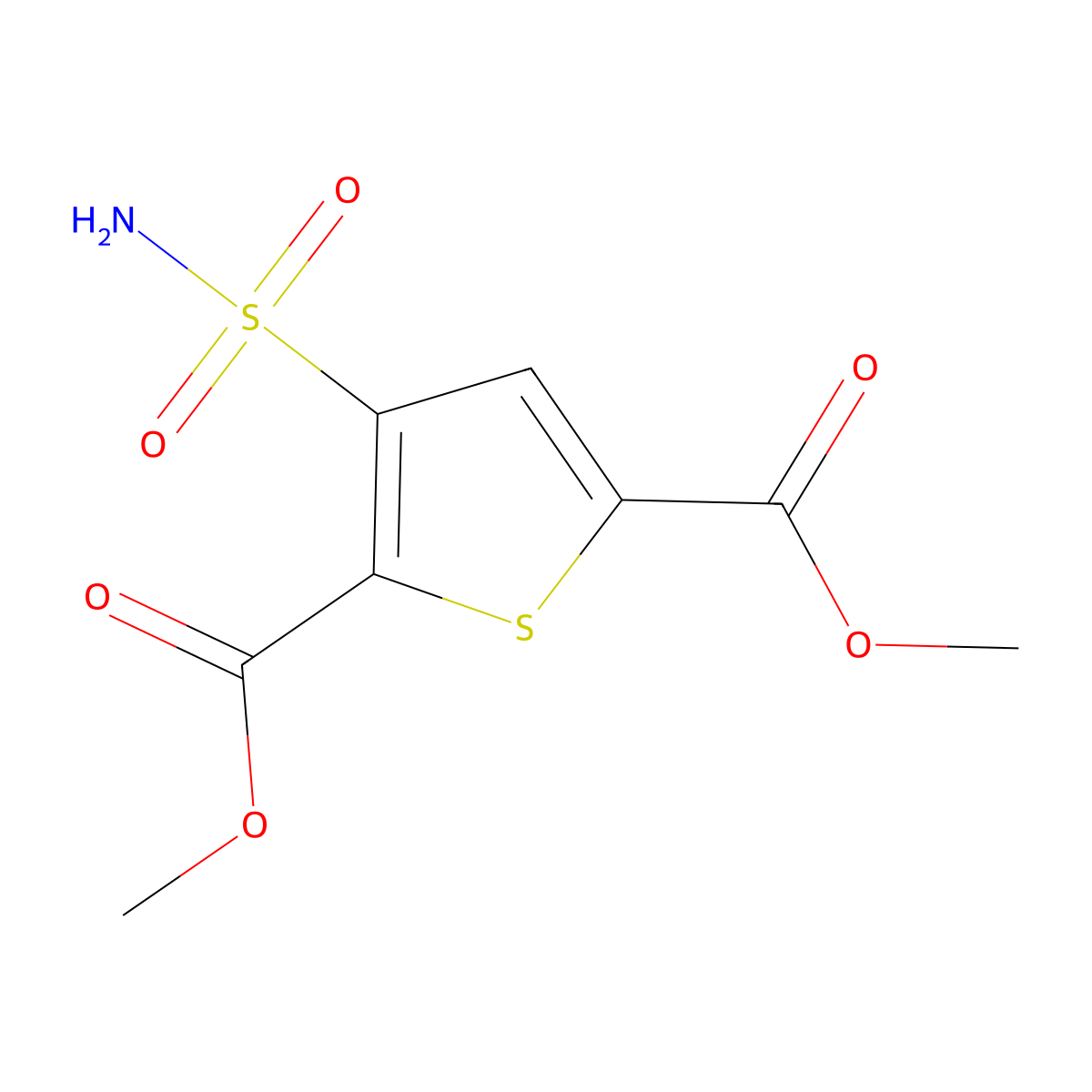 2,5-Dimethyl 3-sulfamoylthiophene-2,5-dicarboxylate molecular structure, CAS 158439-32-8