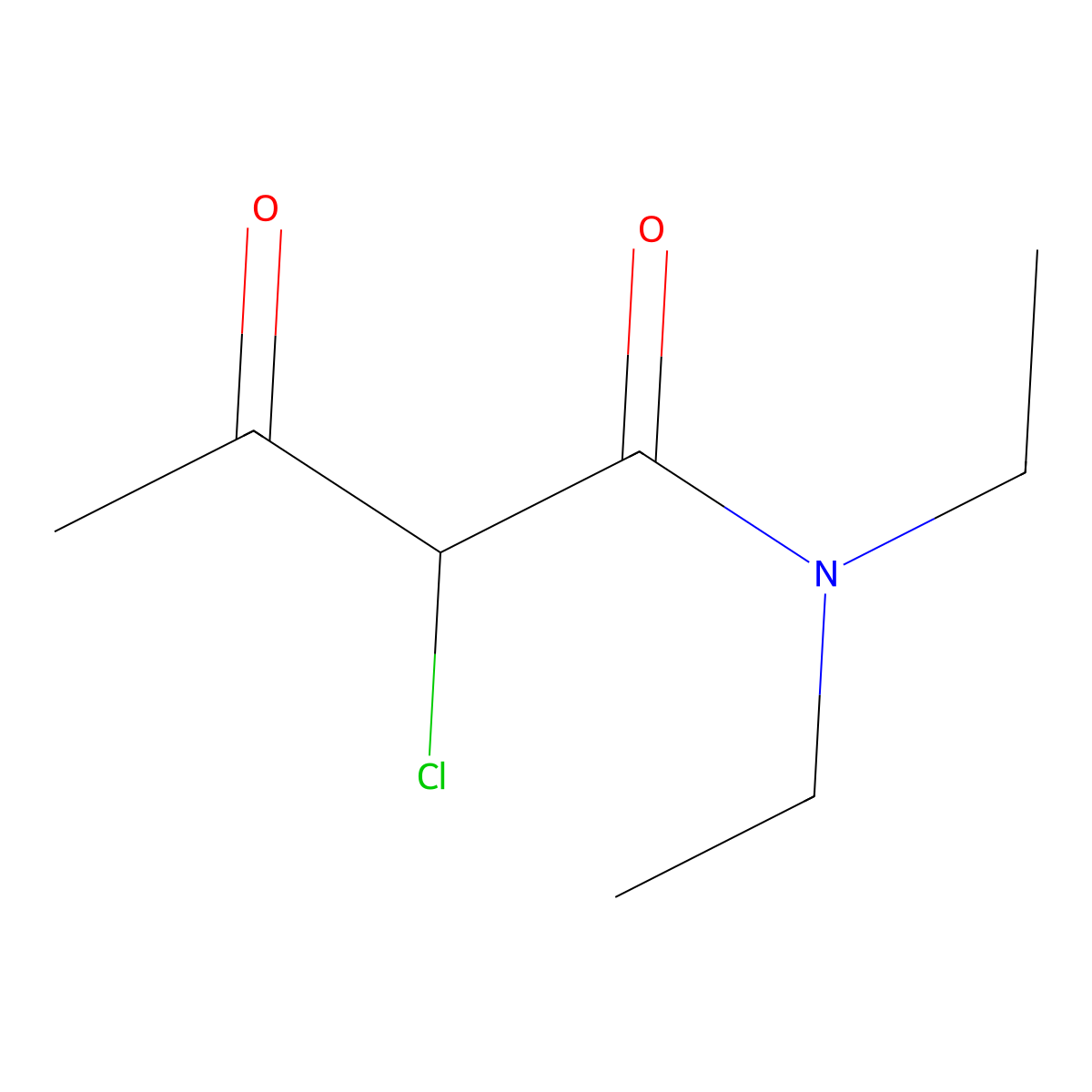 Butanamide, 2-chloro-N,N-diethyl-3-oxo- molecular structure, CAS 15844-87-8