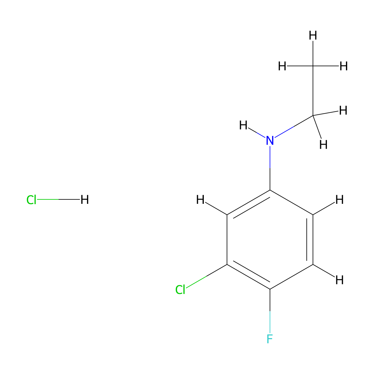 3-chloro-N-ethyl-4-fluoroaniline;hydrochloride molecular structure, CAS 158441-93-1
