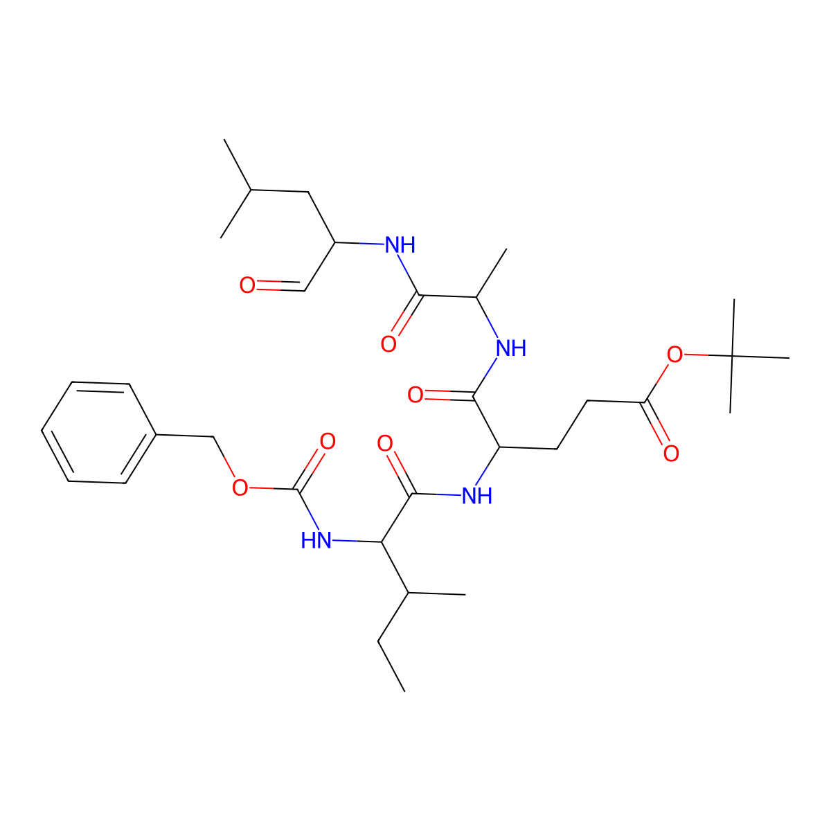 Z-Ile-Glu(OtBu)-Ala-Leu-aldehyde molecular structure, CAS 158442-41-2