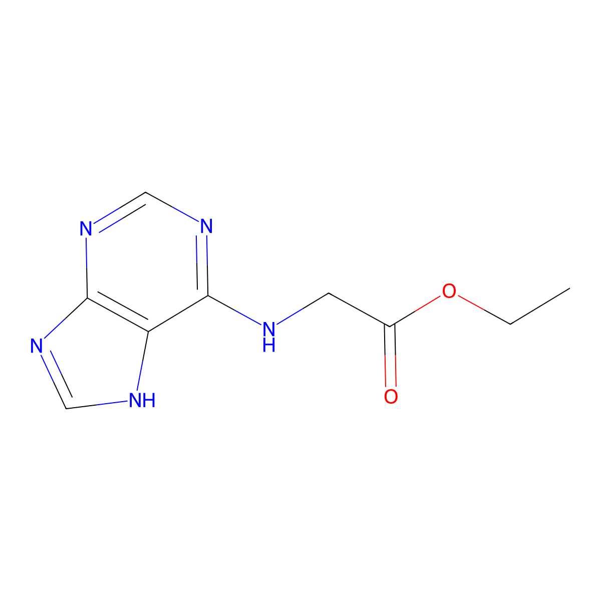 ethyl 2-((9H-purin-6-yl)amino)acetate molecular structure, CAS 15846-67-0