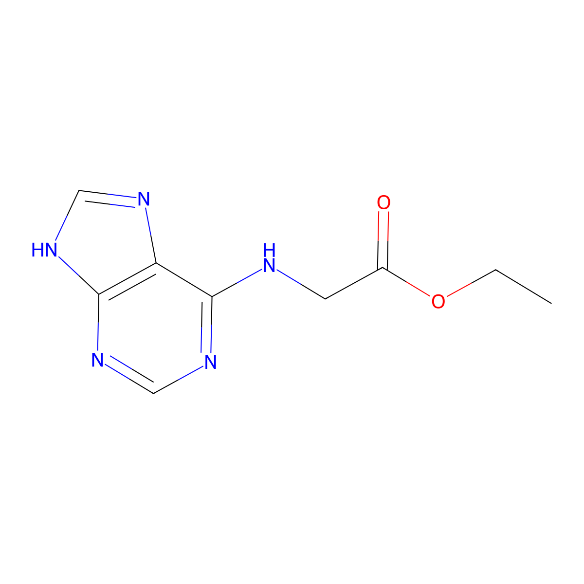 ethyl 2-((9H-purin-6-yl)amino)acetate molecular structure, CAS 15846-67-0