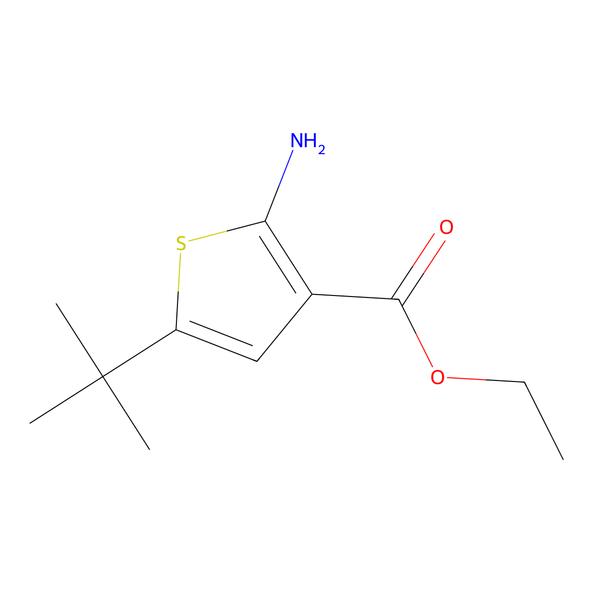 Ethyl 2-amino-5-tert-butylthiophene-3-carboxylate molecular structure, CAS 158461-00-8