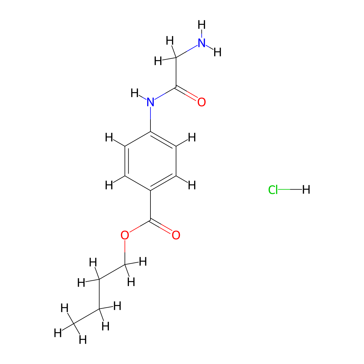 Butyl 4-(2-aminoacetamido)benzoate hydrochloride molecular structure, CAS 1584650-94-1