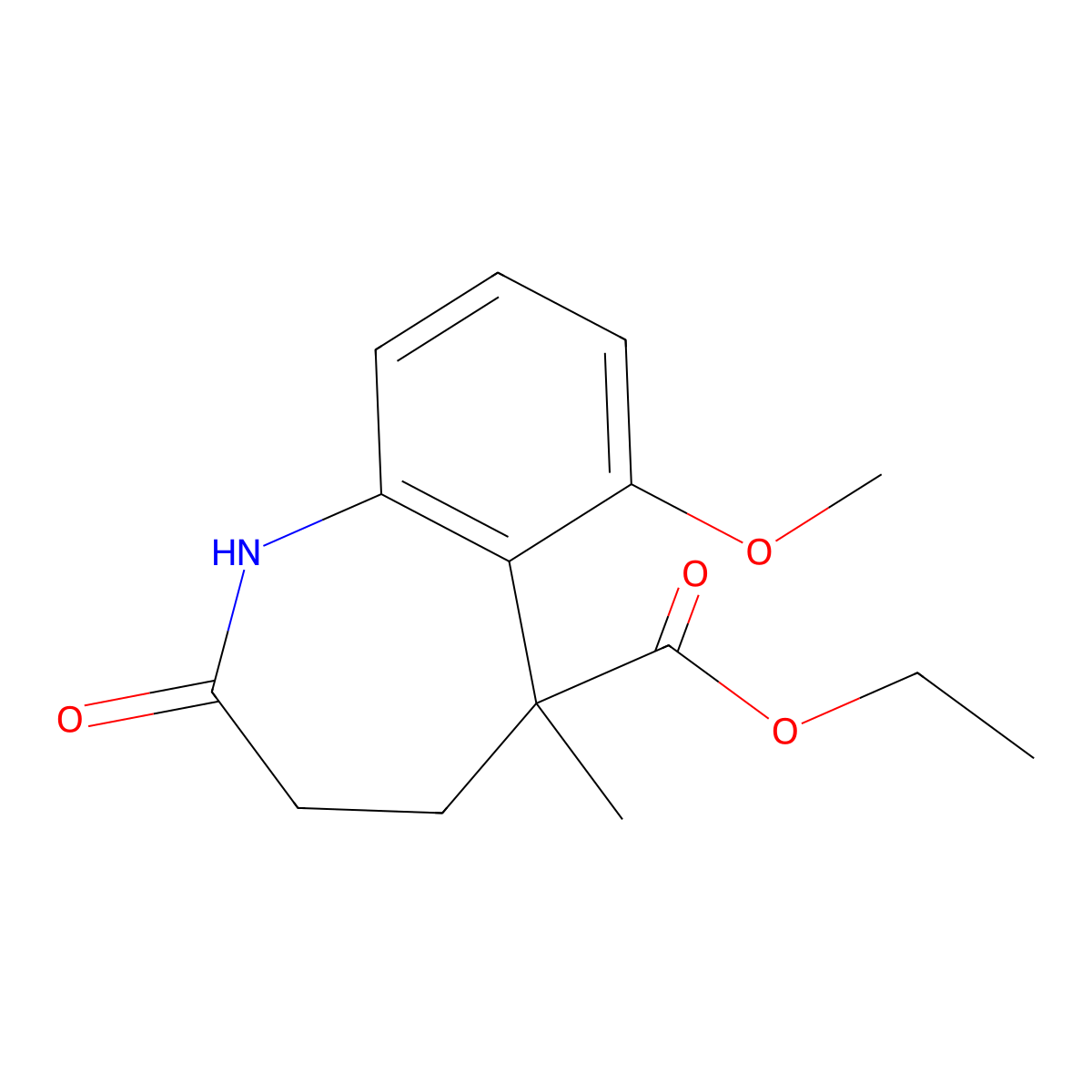 Ethyl 6-methoxy-5-methyl-2-oxo-2,3,4,5-tetrahydro-1H-benzo[b]azepine-5-carboxylate molecular structure, CAS 1584689-70-2