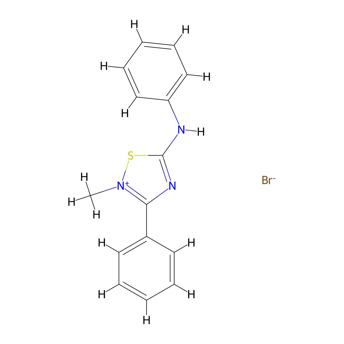 2-Methyl-3-phenyl-5-(phenylamino)-1,2,4-thiadiazol-2-ium bromide molecular structure, CAS 1584698-57-6