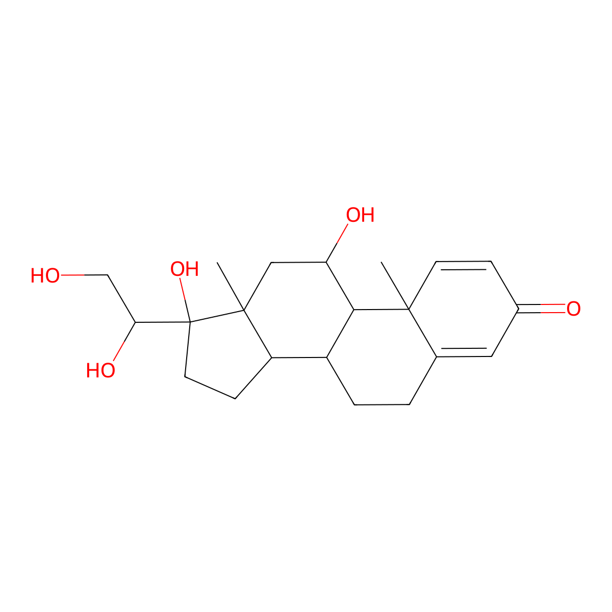 (11beta,20R)-11,17,20,21-Tetrahydroxypregna-1,4-dien-3-one molecular structure, CAS 15847-24-2