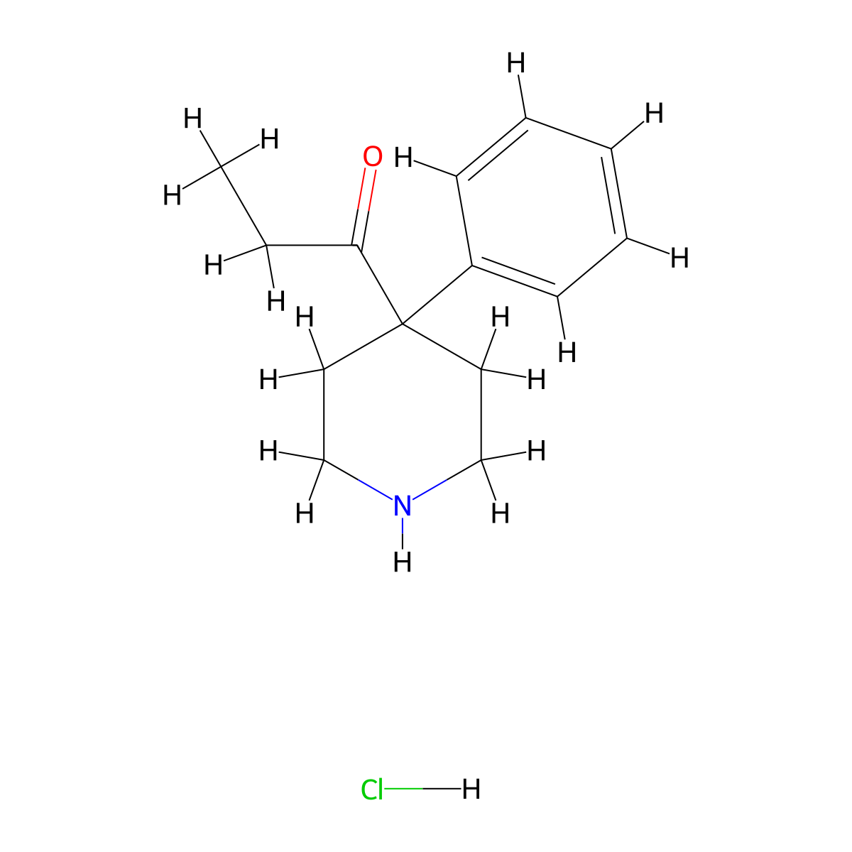 1-(4-Phenyl-4-piperidyl)propan-1-one hydrochloride molecular structure, CAS 15847-64-0