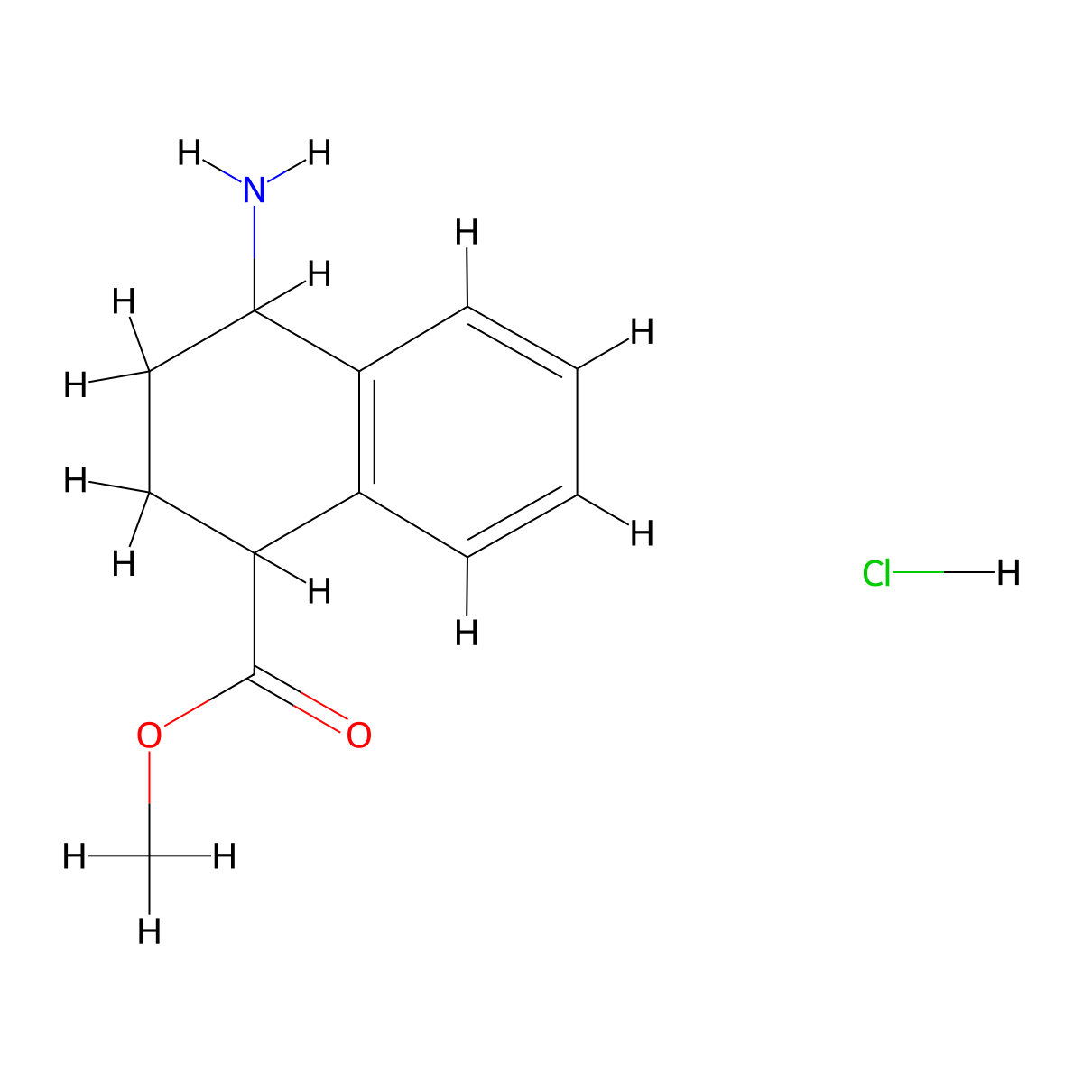Methyl 4-amino-1,2,3,4-tetrahydronaphthalene-1-carboxylate hydrochloride molecular structure, CAS 1584713-60-9