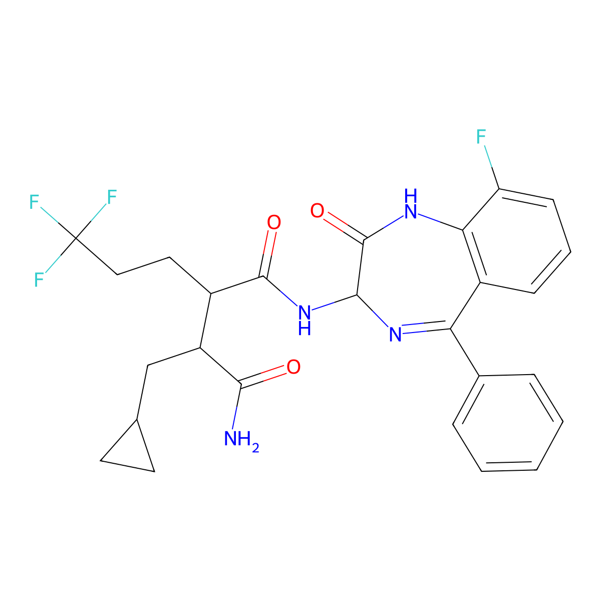 (2S,3R)-2-(cyclopropylmethyl)-N'-[(3S)-9-fluoro-2-oxo-5-phenyl-1,3-dihydro-1,4-benzodiazepin-3-yl]-3-(3,3,3-trifluoropropyl)butanediamide molecular structure, CAS 1584713-87-0