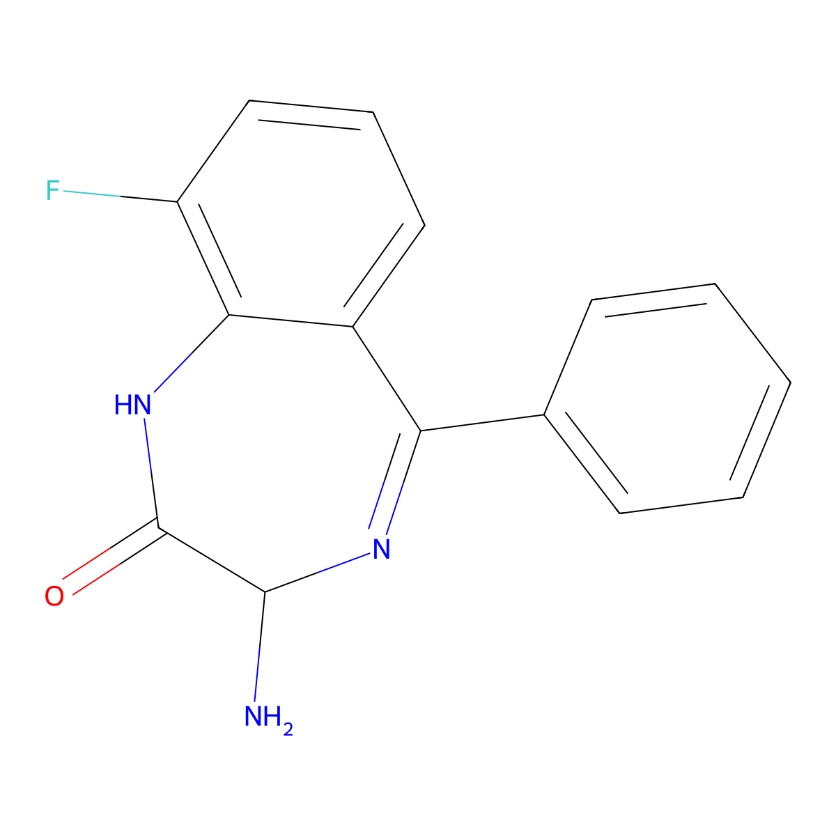 3-Amino-9-fluoro-5-phenyl-1H-benzo[e][1,4]diazepin-2(3H)-one molecular structure, CAS 1584714-99-7