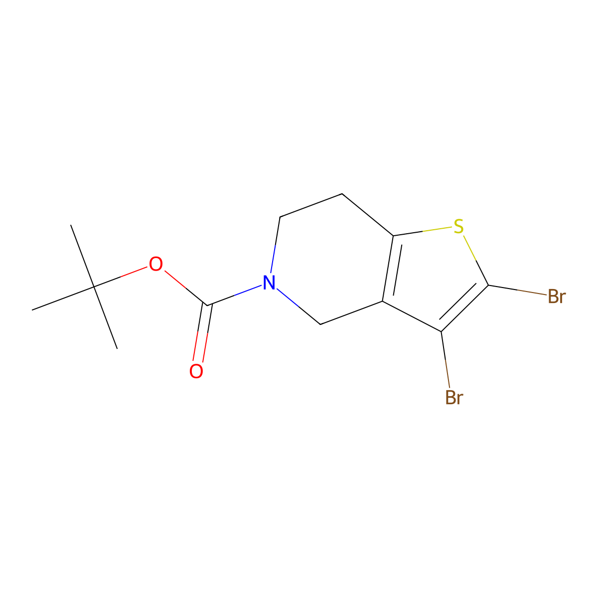 tert-butyl 2,3-dibromo-4H,5H,6H,7H-thieno[3,2-c]pyridine-5-carboxylate molecular structure, CAS 1584715-87-6