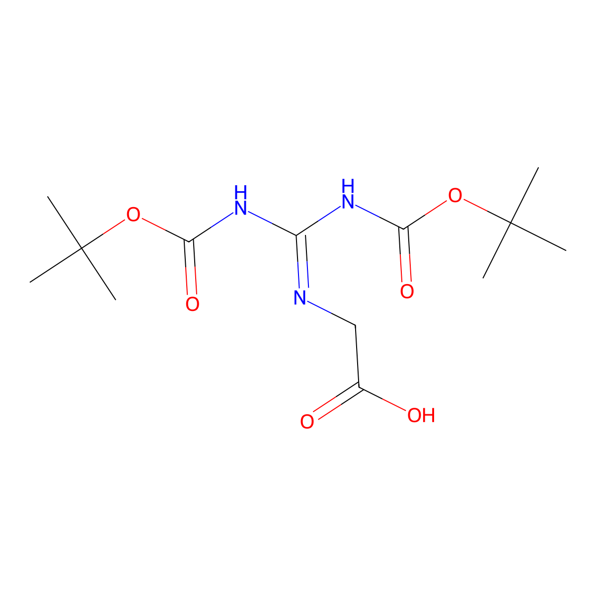 2-{[Bis({[(tert-butoxy)carbonyl]amino})methylidene]amino}acetic acid molecular structure, CAS 158478-76-3