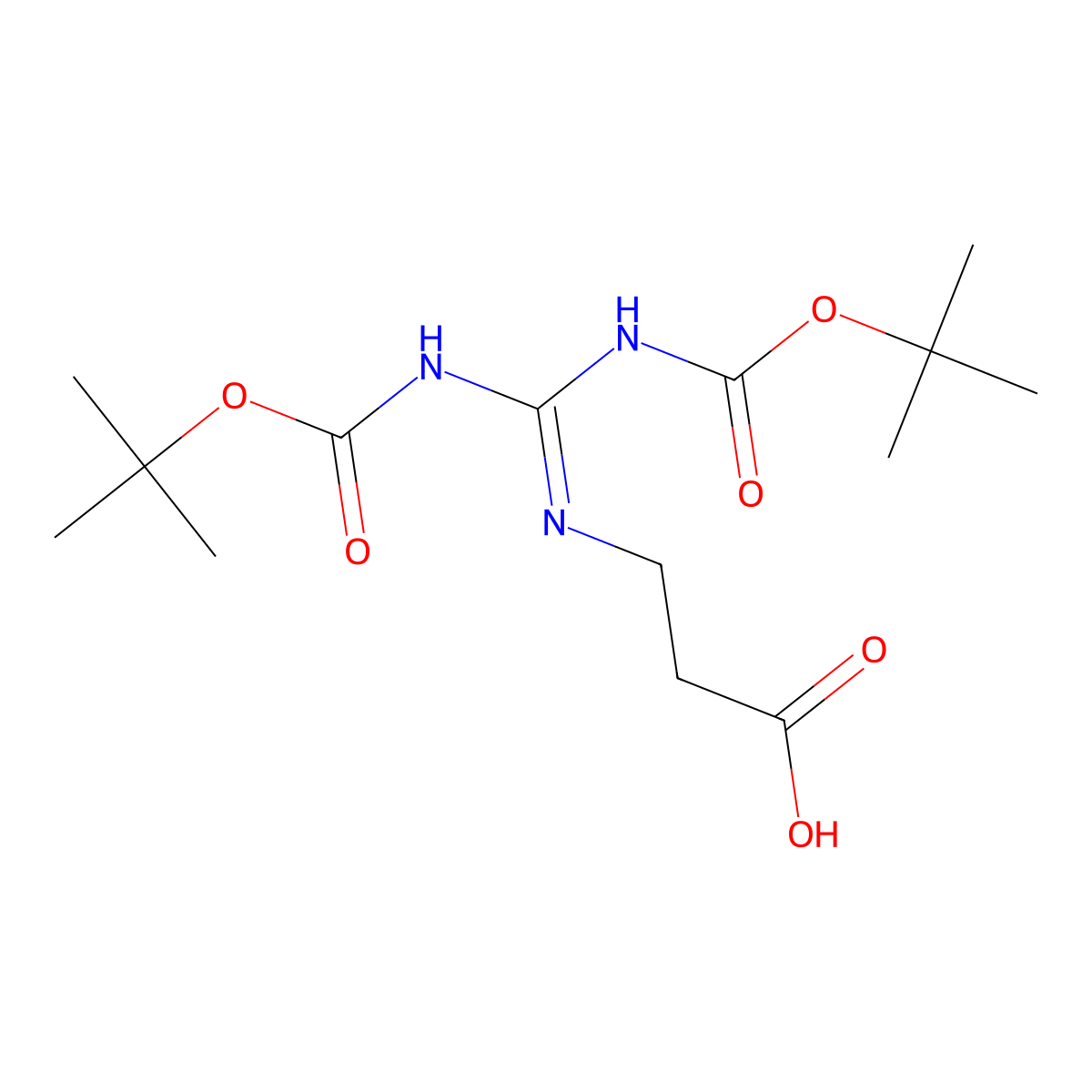 beta-Alanine, N-[bis[[(1,1-dimethylethoxy)carbonyl]amino]methylene]- molecular structure, CAS 158478-77-4