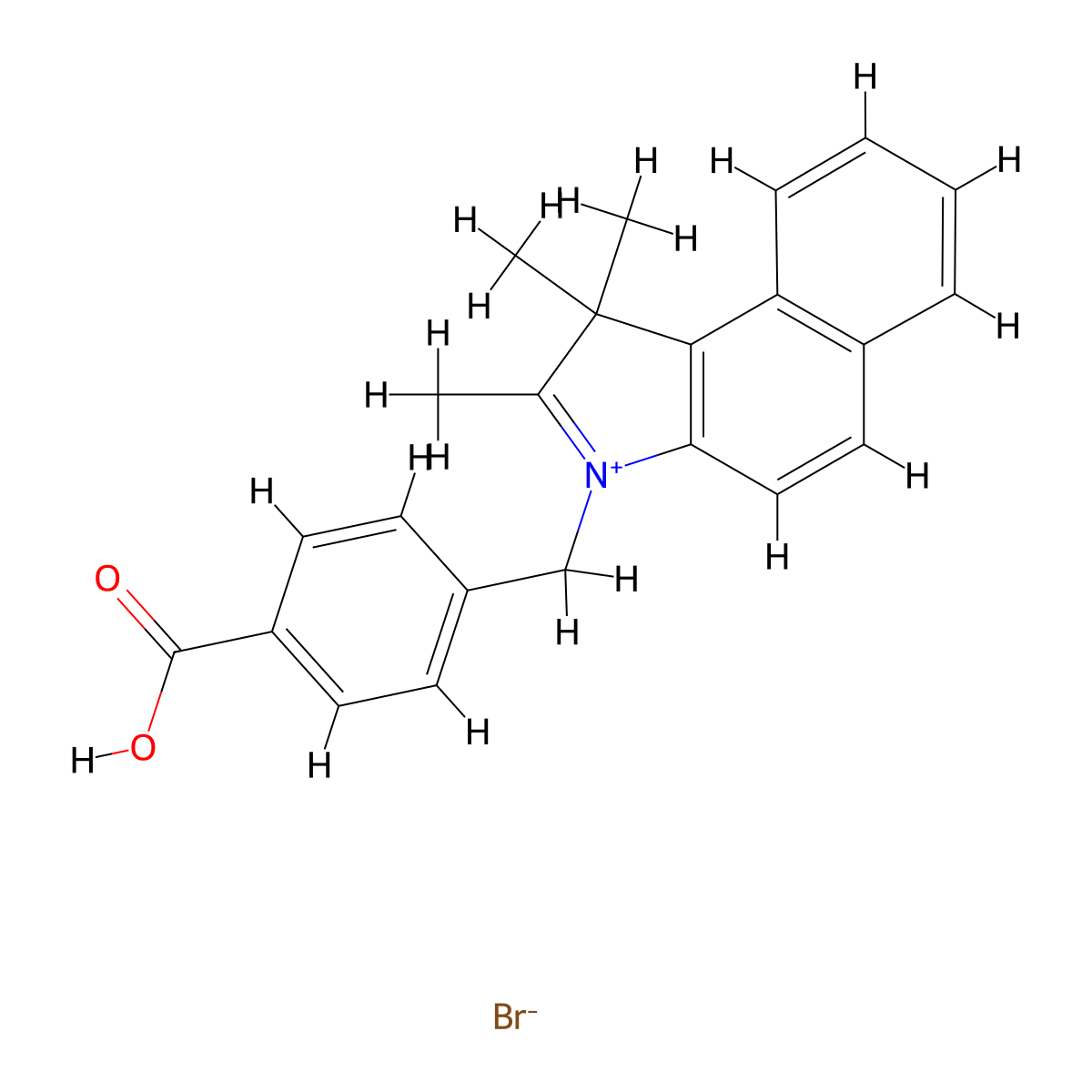3-(4-carboxybenzyl)-1,1,2-trimethyl-1H-benzo[e]indol-3-ium bromide molecular structure, CAS 1584803-67-7