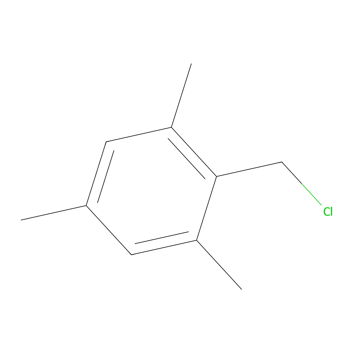 2,4,6-Trimethylbenzyl chloride molecular structure, CAS 1585-16-6