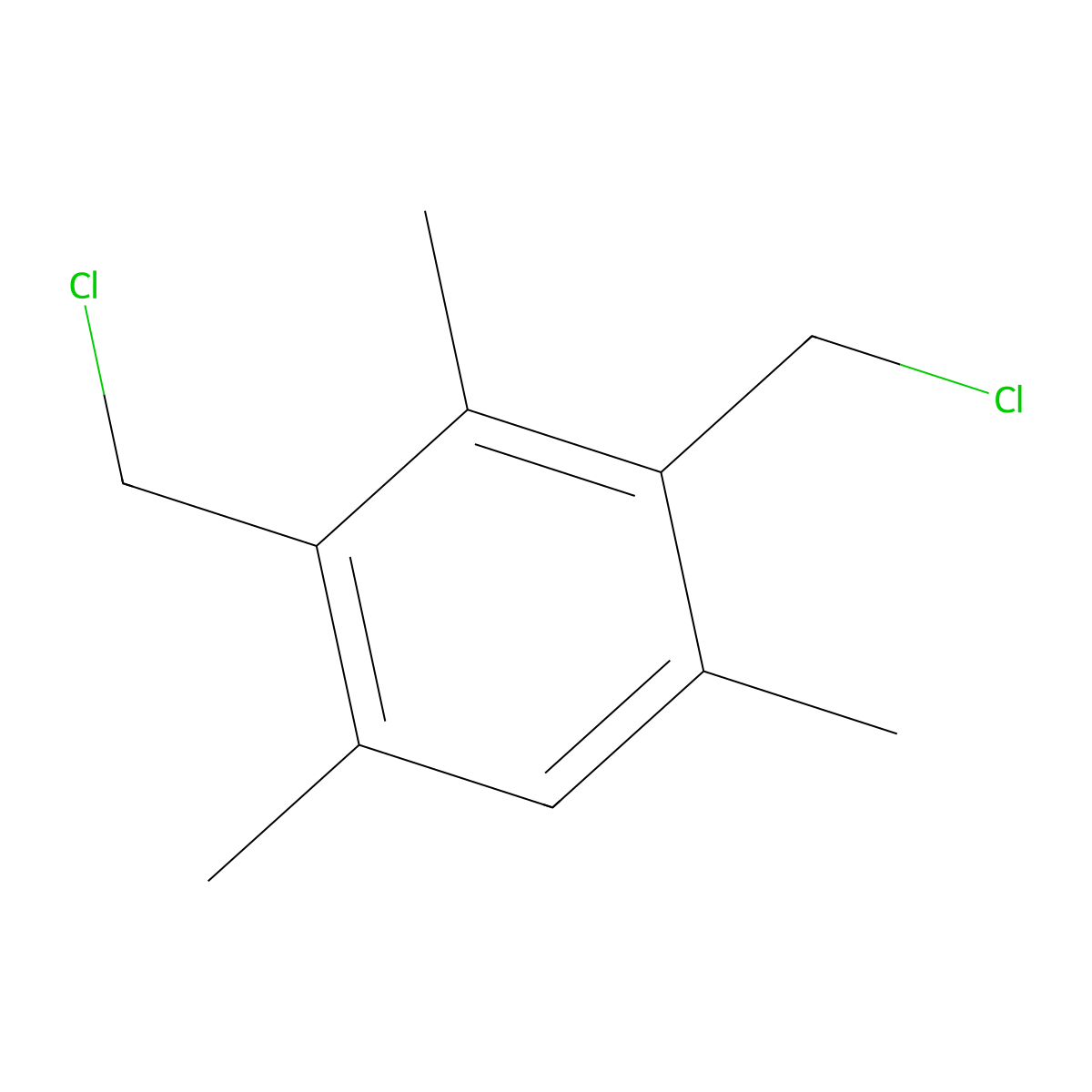 2,4-Bis(chloromethyl)-1,3,5-trimethylbenzene molecular structure, CAS 1585-17-7