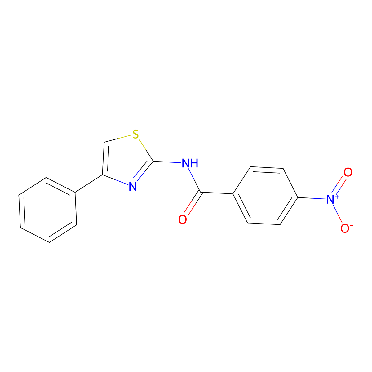 4-nitro-N-(4-phenyl-1,3-thiazol-2-yl)benzamide molecular structure, CAS 15850-23-4