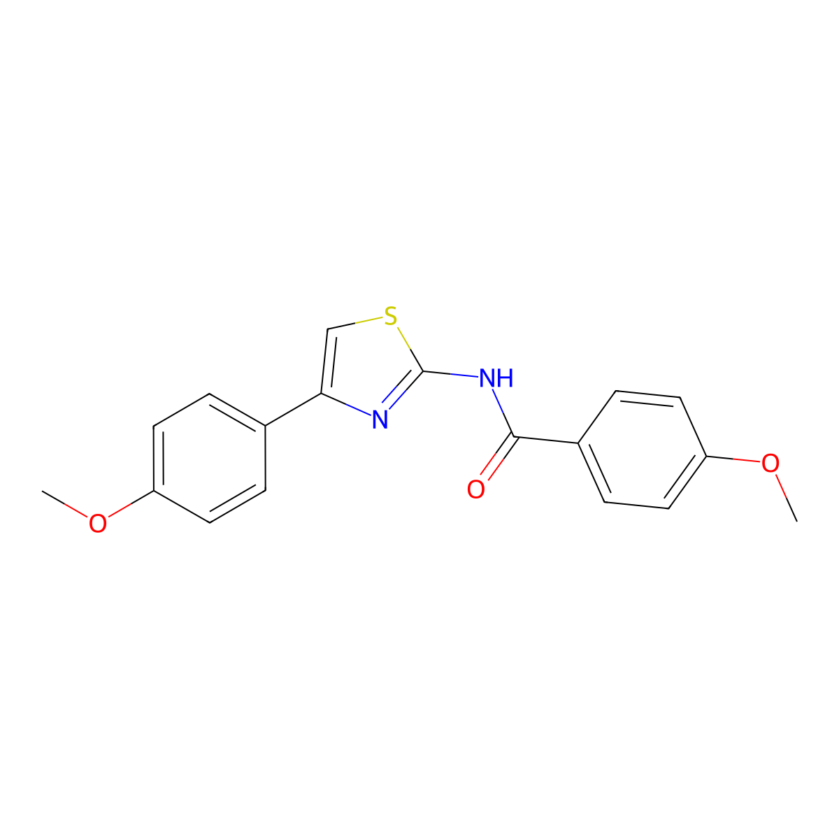 4-methoxy-N-[4-(4-methoxyphenyl)-1,3-thiazol-2-yl]benzamide molecular structure, CAS 15850-41-6