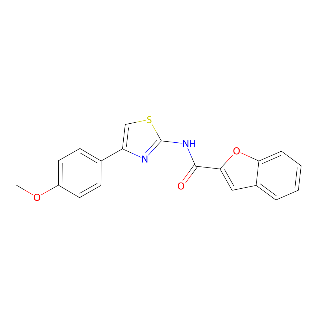 N-[4-(4-methoxyphenyl)-1,3-thiazol-2-yl]-1-benzofuran-2-carboxamide molecular structure, CAS 15850-45-0
