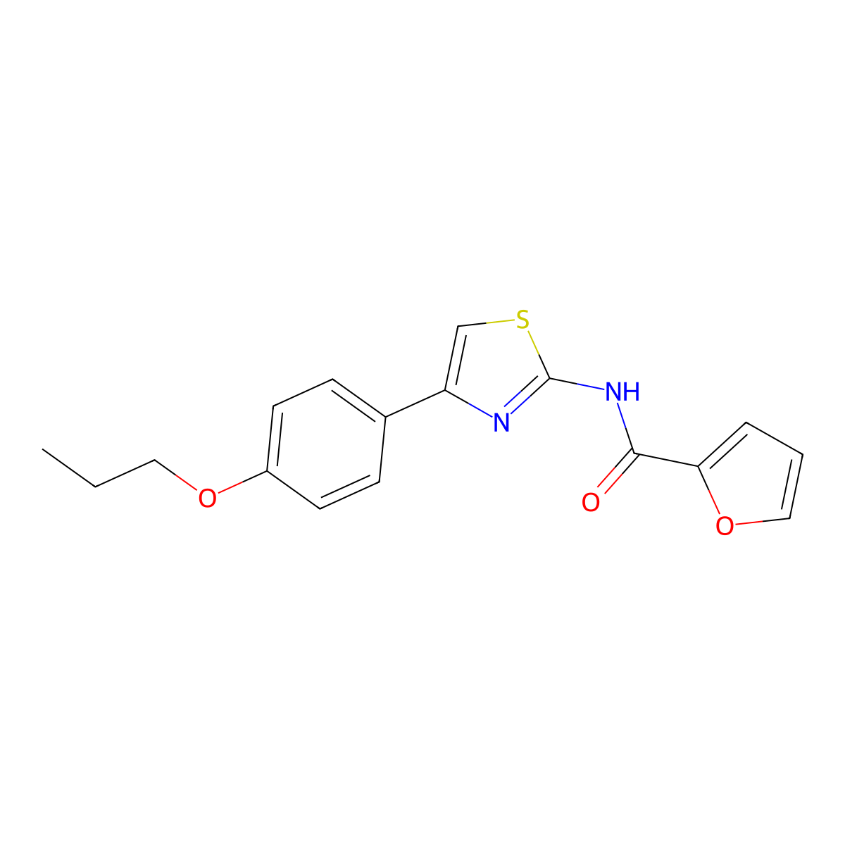 N-[4-(4-propoxyphenyl)-1,3-thiazol-2-yl]furan-2-carboxamide molecular structure, CAS 15850-56-3