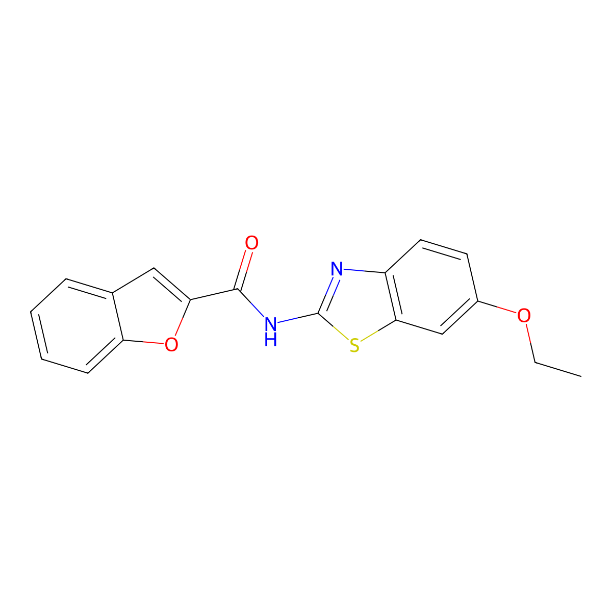 N-(6-Ethoxy-1,3-benzothiazol-2-yl)-1-benzofuran-2-carboxamide molecular structure, CAS 15850-96-1