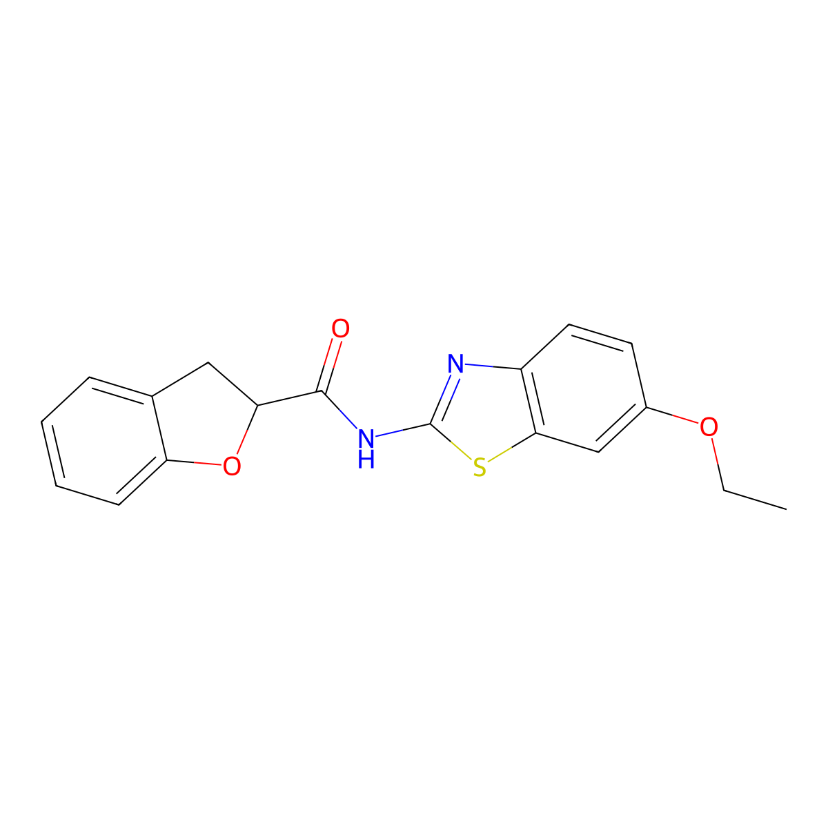 N-(6-ethoxy-1,3-benzothiazol-2-yl)-2,3-dihydro-1-benzofuran-2-carboxamide molecular structure, CAS 15850-97-2