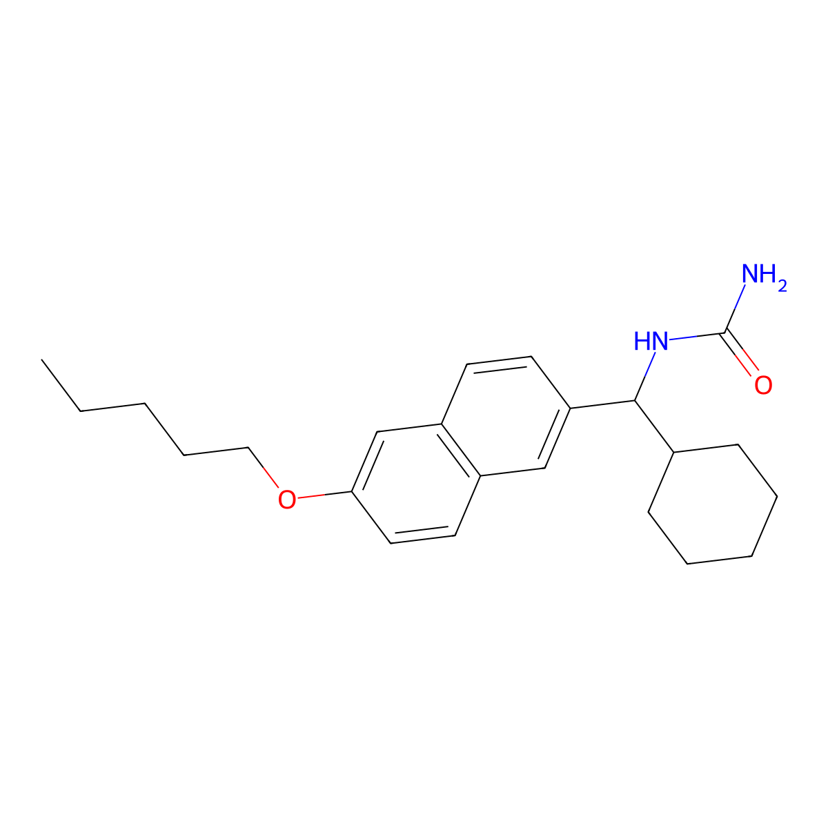 Urea, [cyclohexyl[6-(pentyloxy)-2-naphthalenyl]methyl]- molecular structure, CAS 158501-44-1