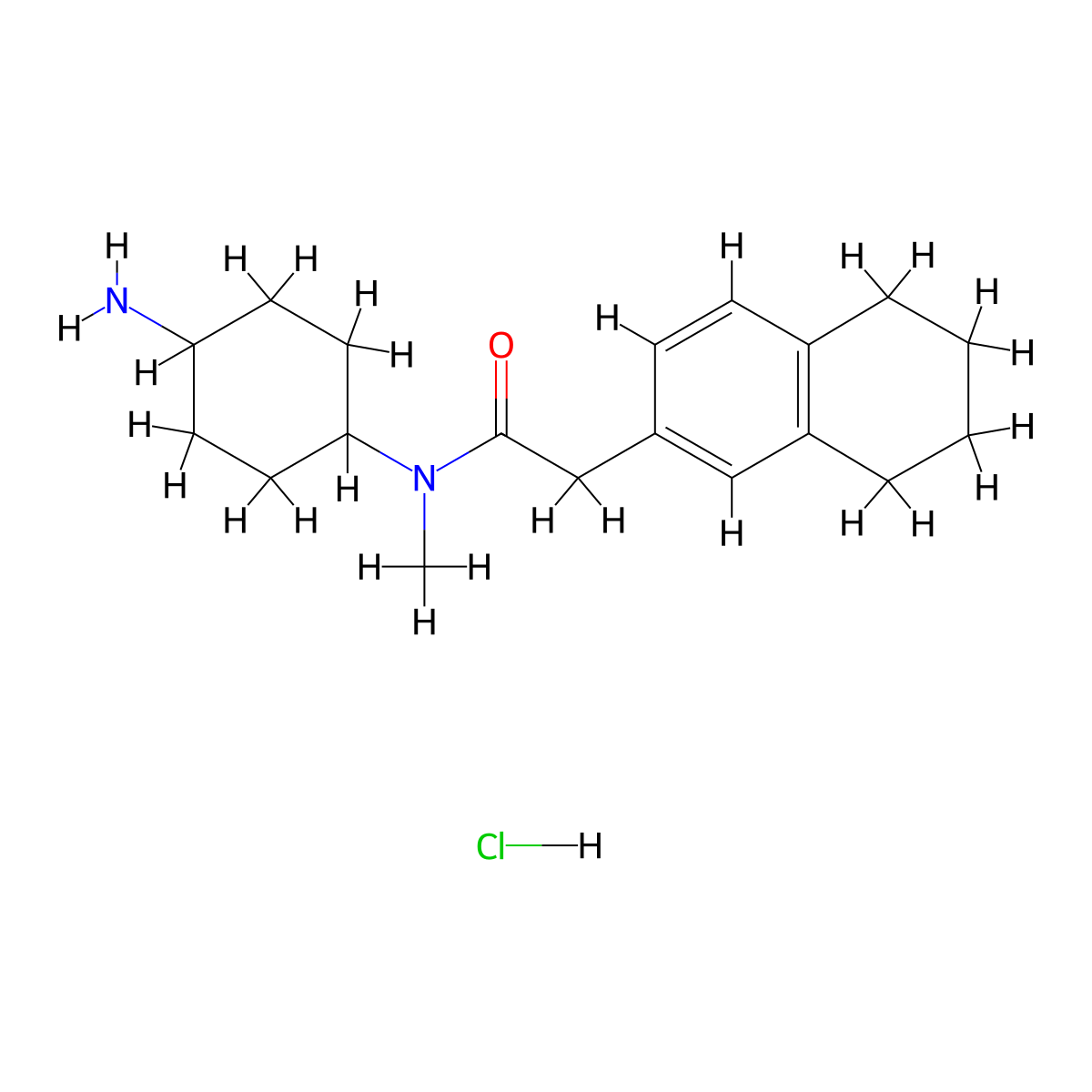 N-(4-aminocyclohexyl)-N-methyl-2-(5,6,7,8-tetrahydronaphthalen-2-yl)acetamide hydrochloride molecular structure, CAS 1585115-91-8