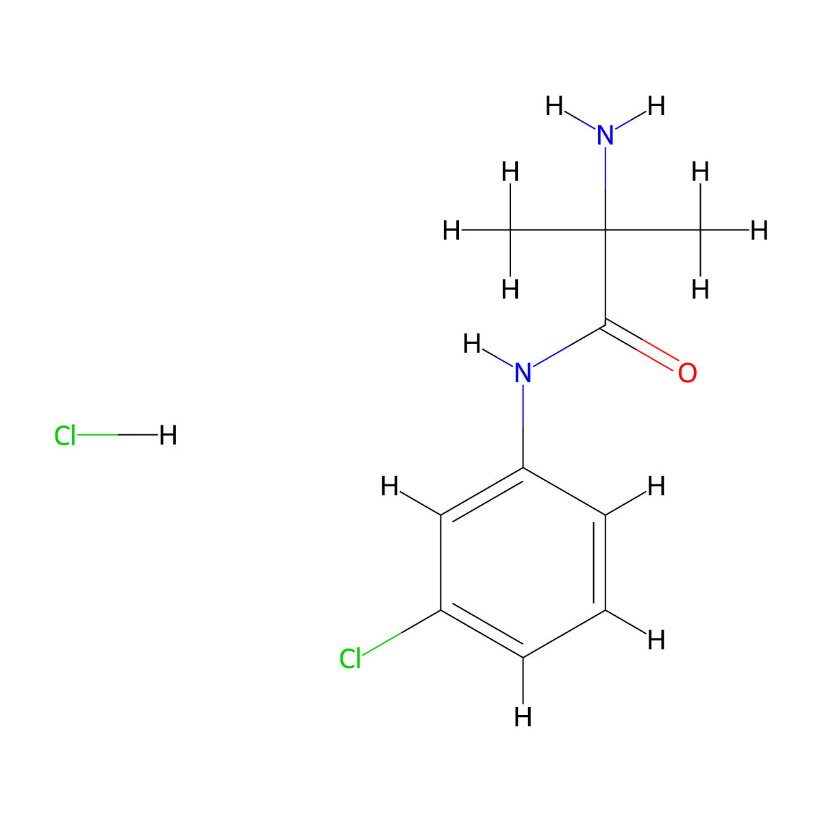 2-amino-N-(3-chlorophenyl)-2-methylpropanamide;hydrochloride molecular structure, CAS 1585135-34-7