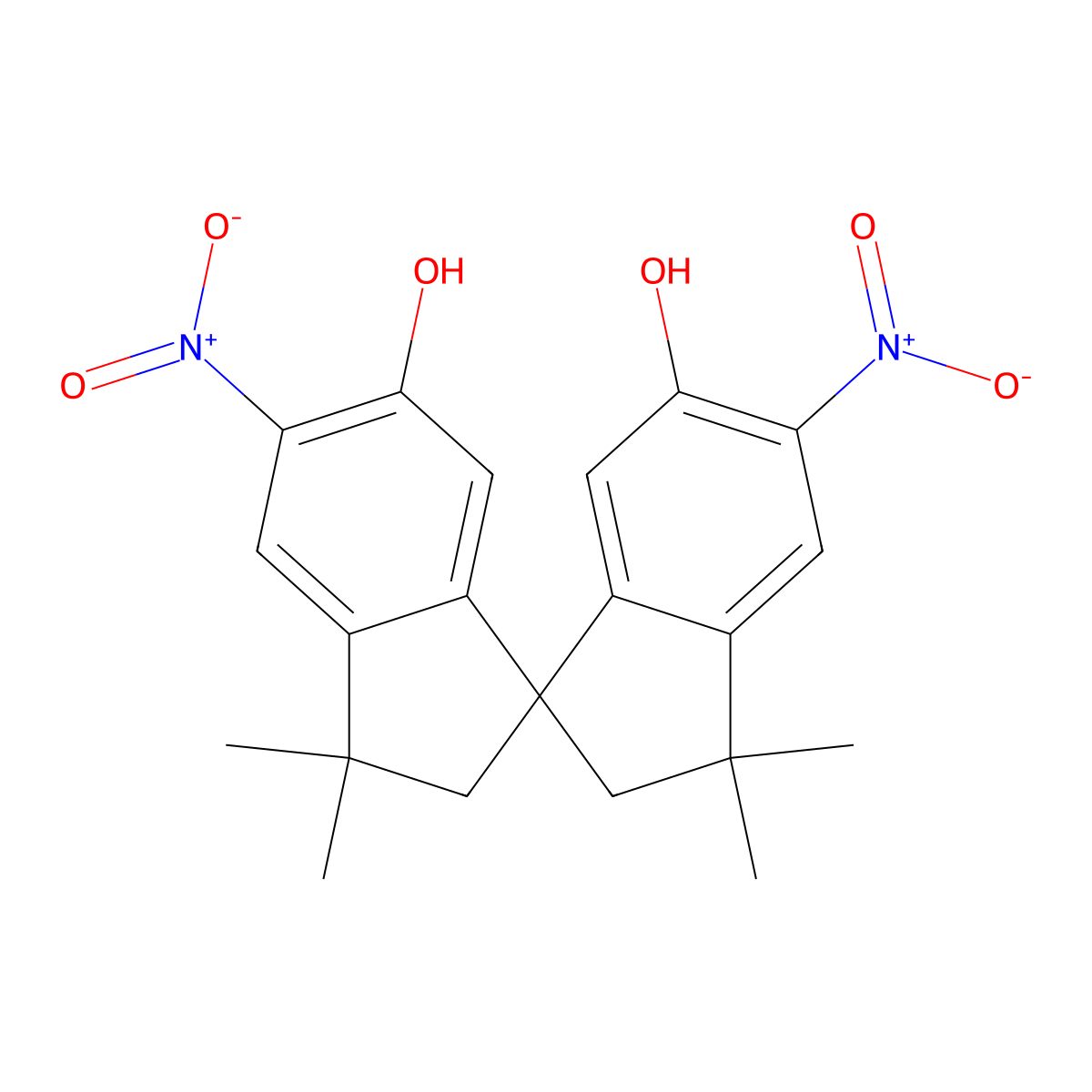 3,3,3',3'-Tetramethyl-5,5'-dinitro-2,2',3,3'-tetrahydro-1,1'-spirobi[indene]-6,6'-diol molecular structure, CAS 158518-97-9