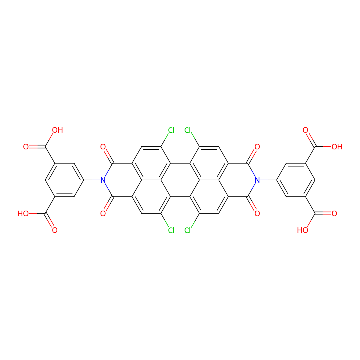 5,5'-(5,6,12,13-Tetrachloro-1,3,8,10-tetrahydro-1,3,8,10-tetraoxoanthra[2,1,9-def:6,5,10-D'E'F']diisoquinoline-2,9-diyl)bis[1,3-benzenedicarboxylic acid] molecular structure, CAS 1585236-32-3