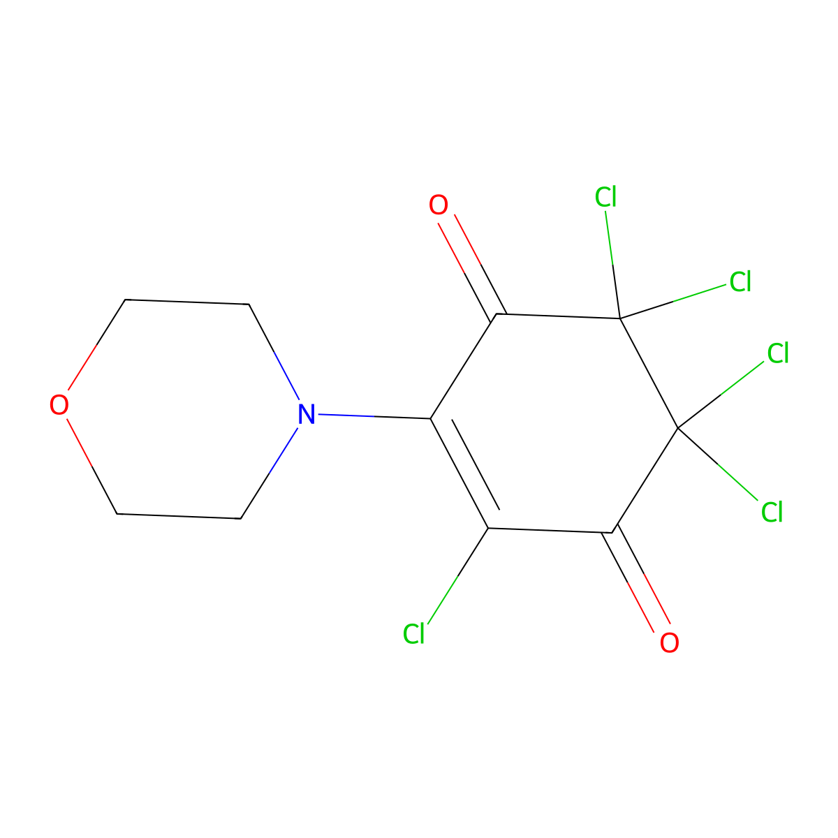 2,5,5,6,6-Pentachloro-3-morpholin-4-ylcyclohex-2-ene-1,4-dione molecular structure, CAS 158527-52-7