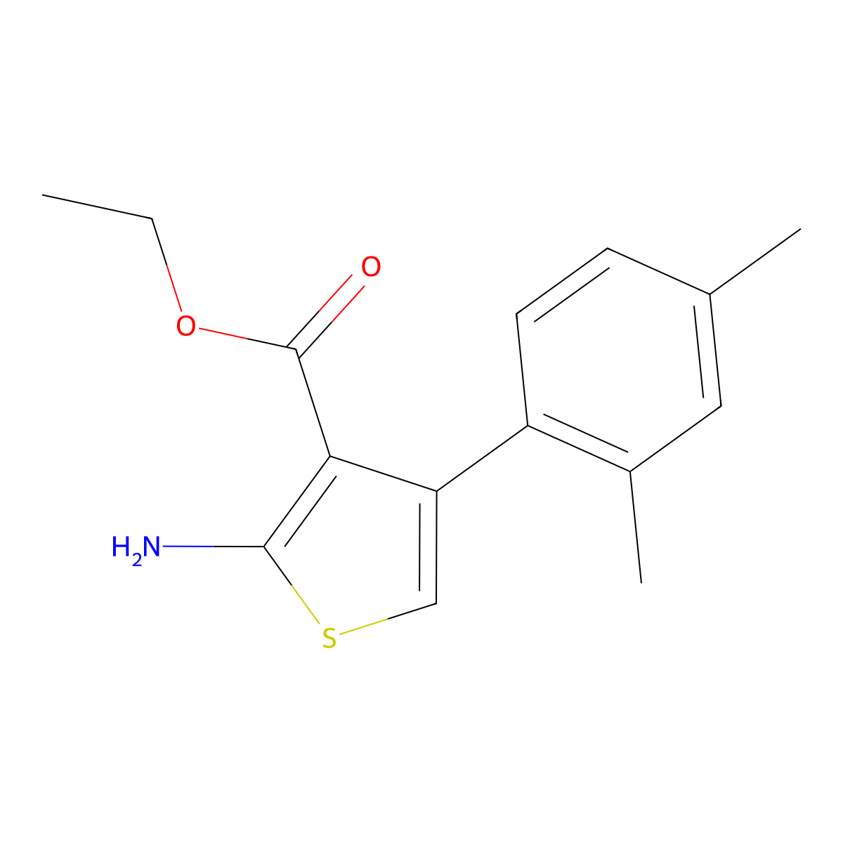 Ethyl 2-amino-4-(2,4-dimethylphenyl)thiophene-3-carboxylate molecular structure, CAS 15854-10-1