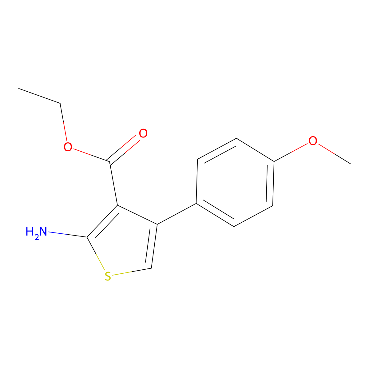 Ethyl 2-amino-4-(4-methoxyphenyl)thiophene-3-carboxylate molecular structure, CAS 15854-11-2