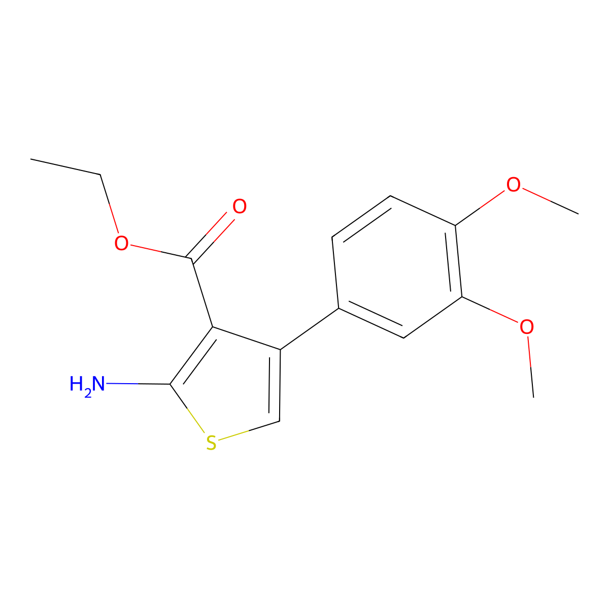 Ethyl 2-amino-4-(3,4-dimethoxyphenyl)thiophene-3-carboxylate molecular structure, CAS 15854-12-3