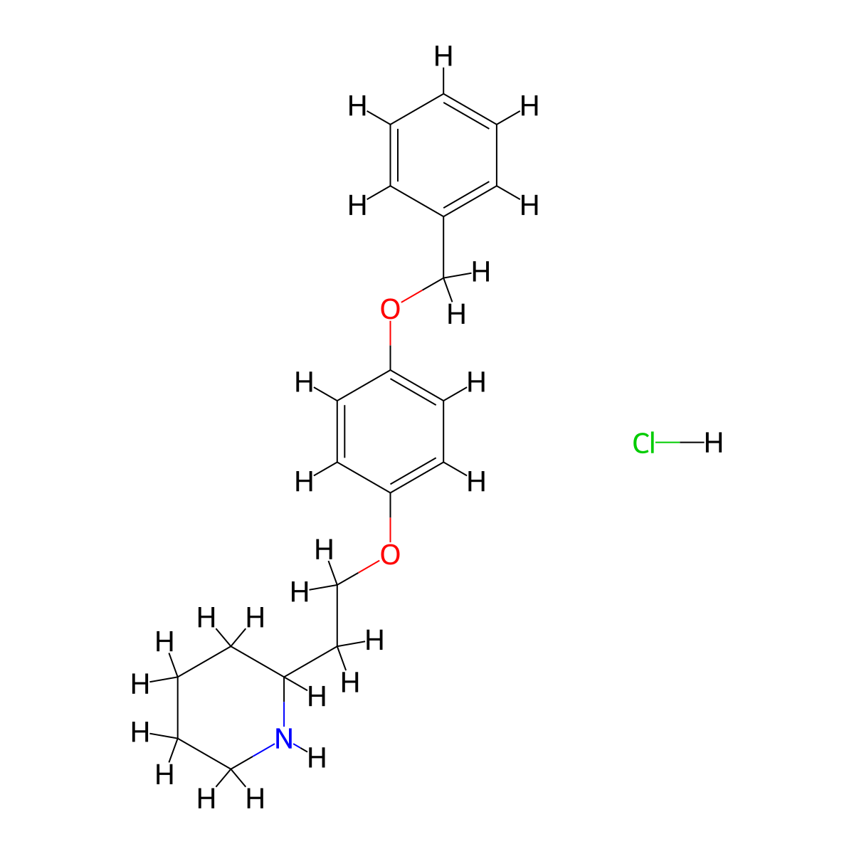 2-{2-[4-(Benzyloxy)phenoxy]ethyl}piperidine hydrochloride molecular structure, CAS 158550-28-8