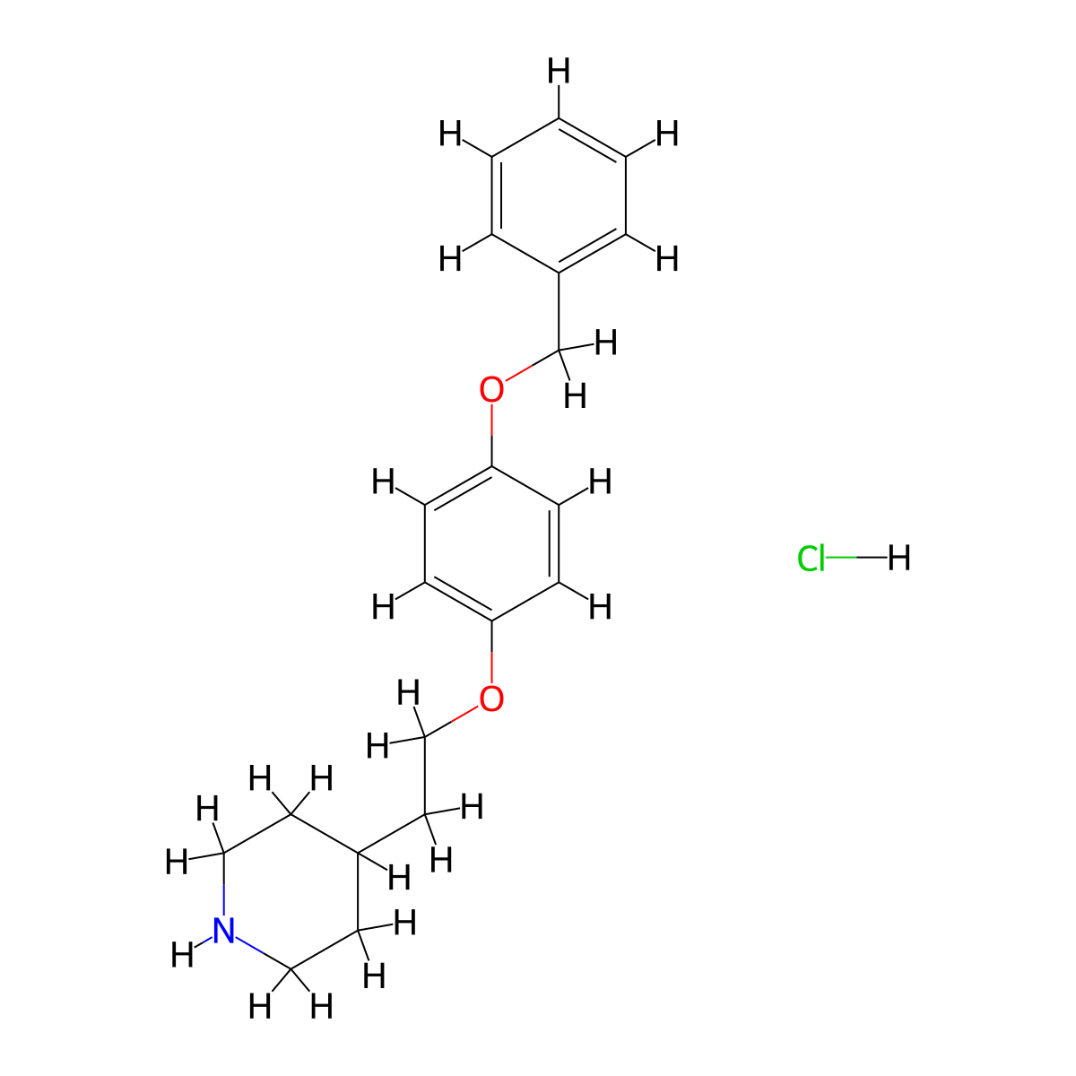 4-{2-[4-(Benzyloxy)phenoxy]ethyl}piperidine hydrochloride molecular structure, CAS 158550-35-7