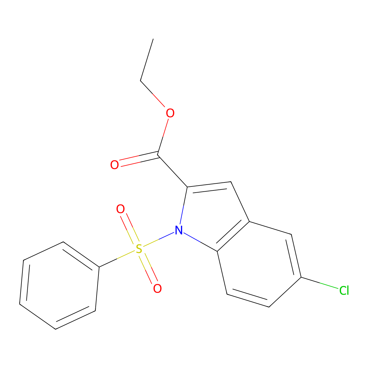 ethyl 5-chloro-1-(phenylsulfonyl)-1H-indole-2-carboxylate molecular structure, CAS 158561-88-7