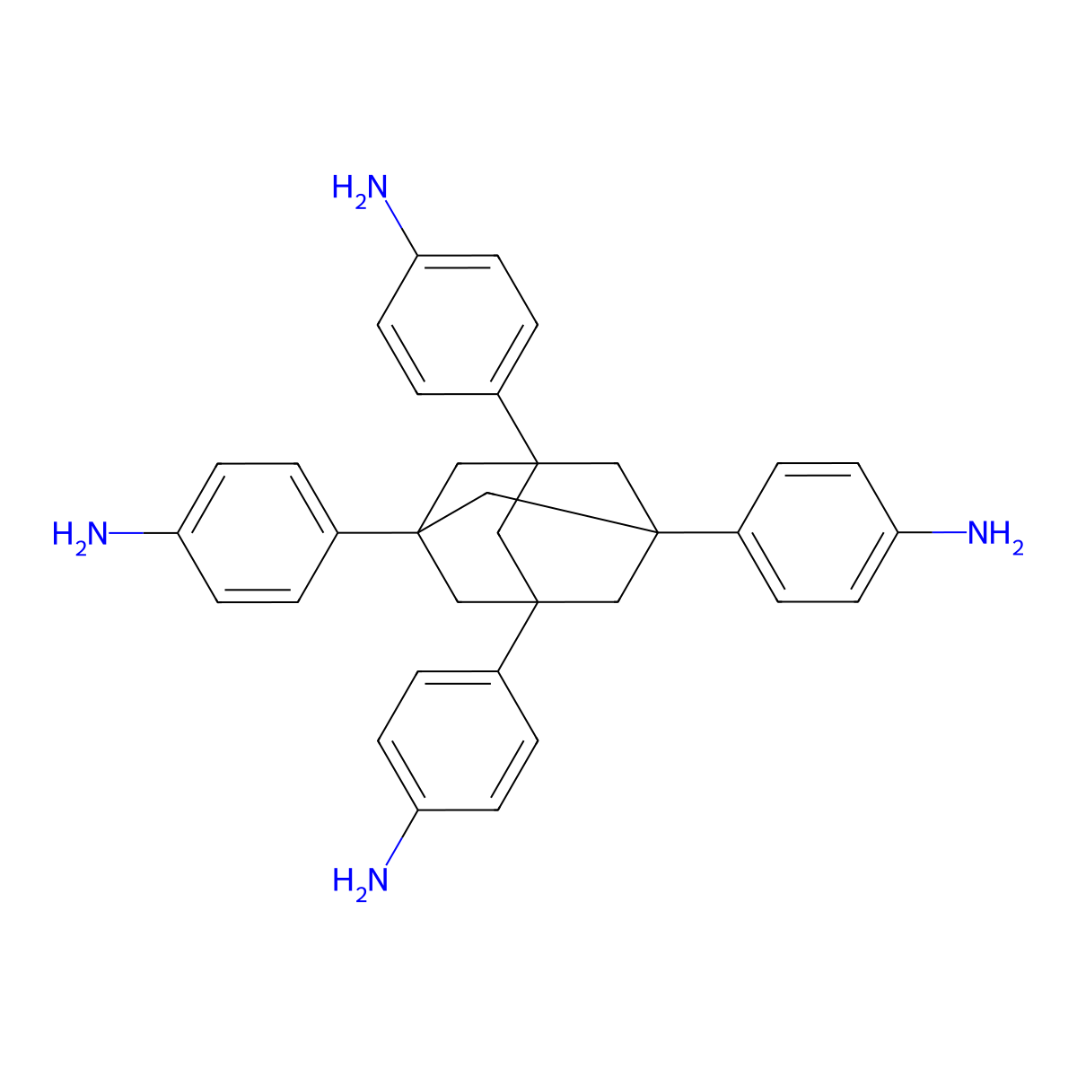 1,3,5,7-Tetrakis(4-aminophenyl)adamantane molecular structure, CAS 158562-40-4
