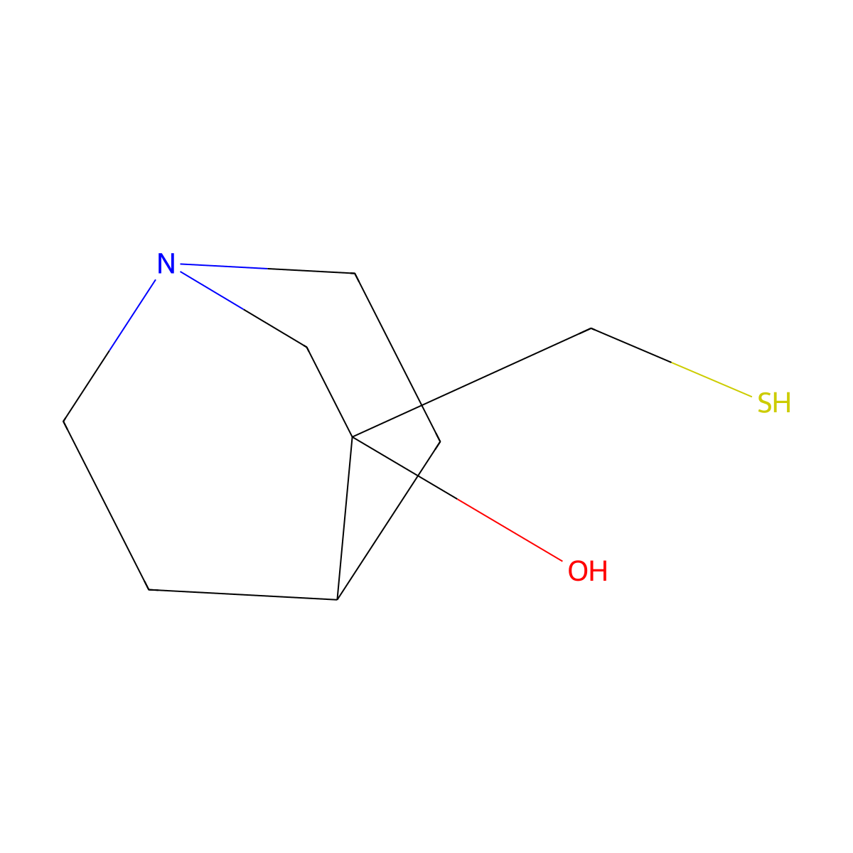 (S)-3-(mercaptomethyl)quinuclidin-3-ol molecular structure, CAS 158568-64-0