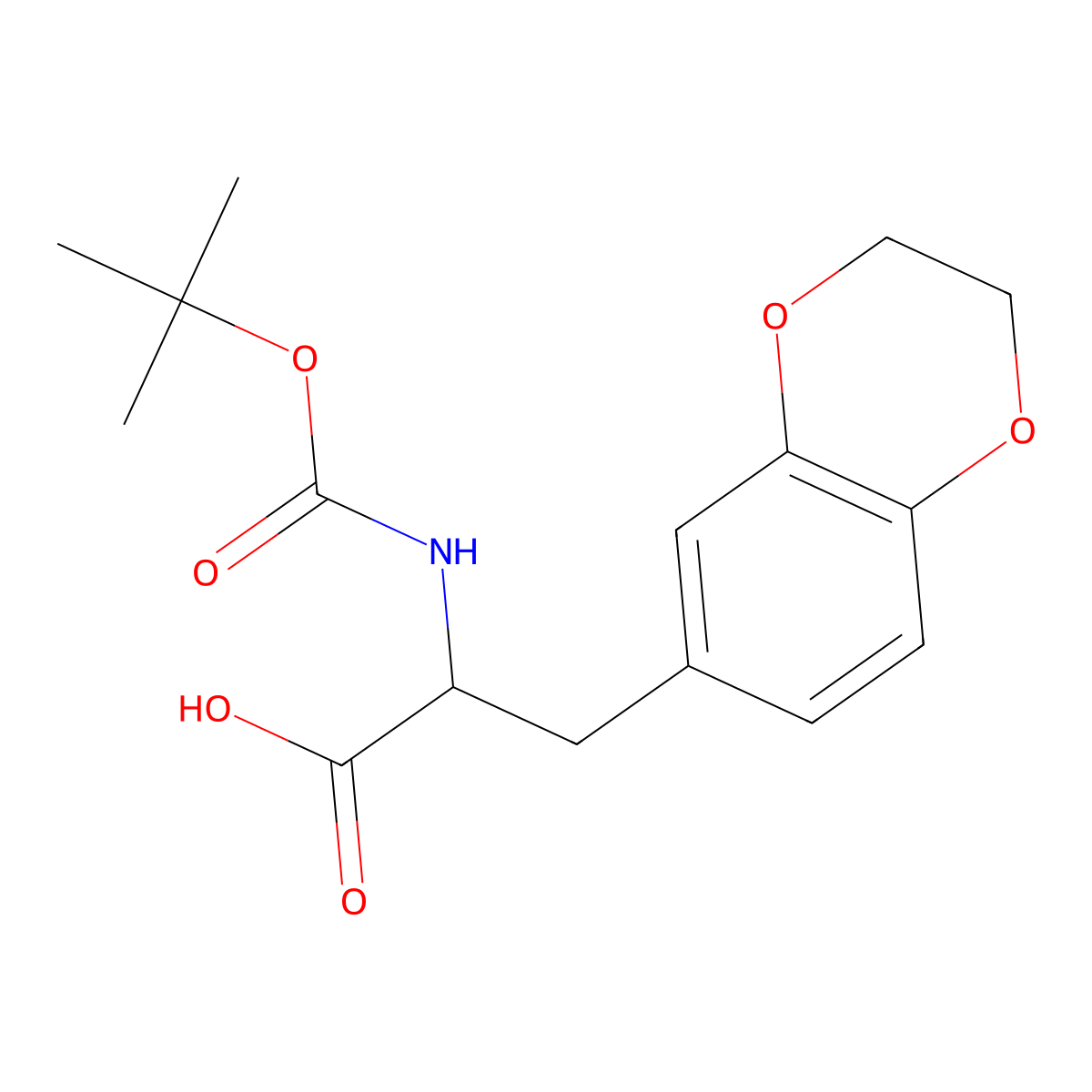 (2S)-t-Butyloxycarbonylamino-3-(2,3-dihydro-1,4-benZodioxin-6-yl)propanoic acid (Boc-L-Dhbd-OH) molecular structure, CAS 158574-73-3